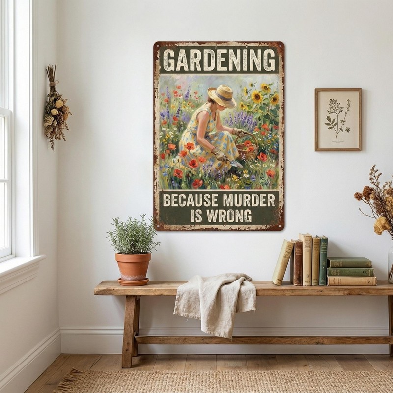 Personalized Funny Gardening Sign • Rustic Farmhouse Wall Decor • Vintage Flower gallery