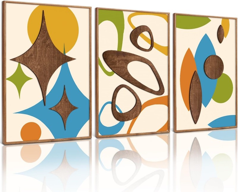 Earth Tone Mid Century Modern Wall Decor - Set of 3 gallery