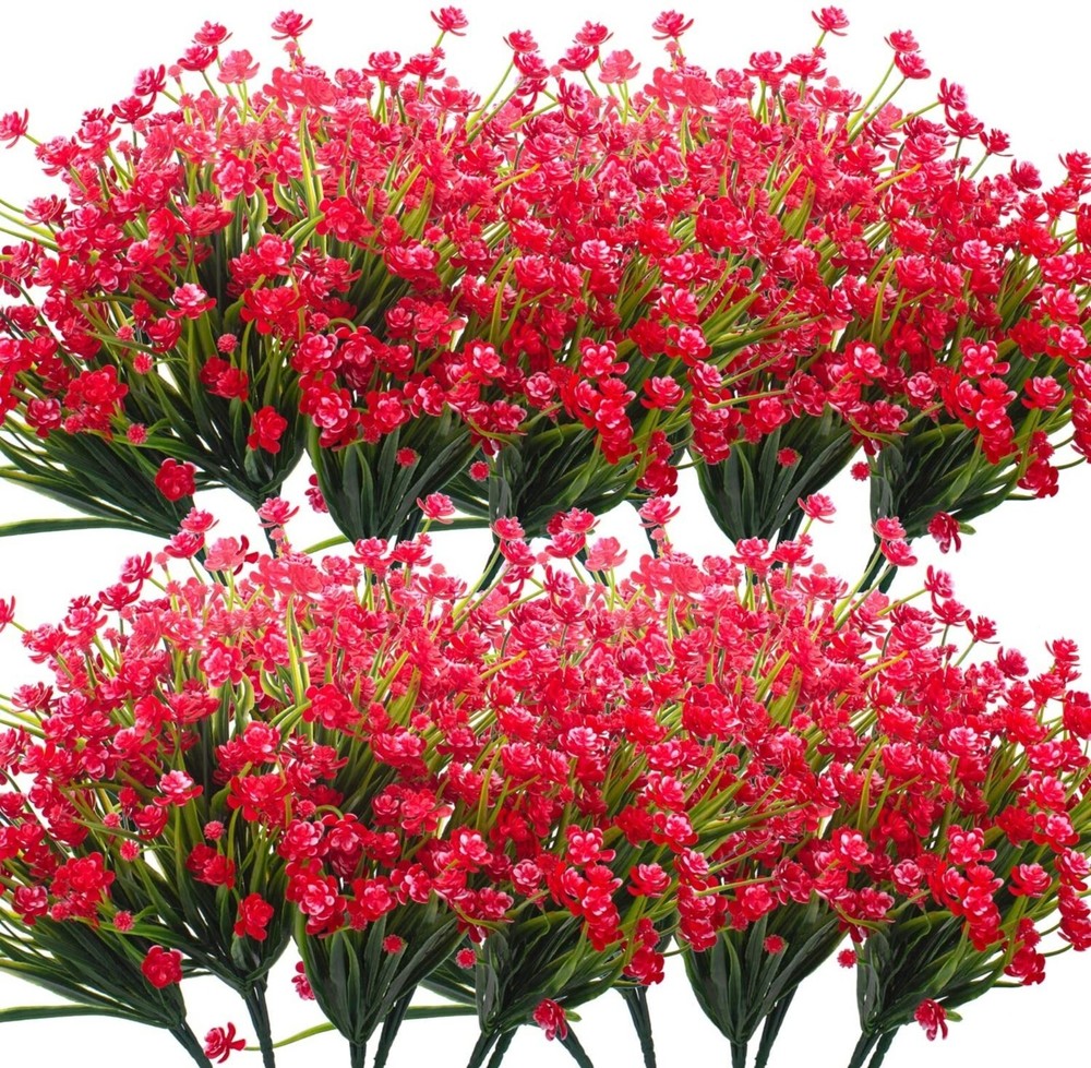 12 Bundles Outdoor Artificial Fake Flowers UV Resistant Various Colors lifelike
