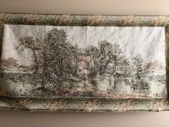 Landscape Multicolor Woven Decorative Wall Tapestry with Tassels, Horizontal