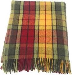 Clans Scotland Buchanan Autumn Tartan Wool Blend Blanket, 58″ x 70″, Fringe NWOT