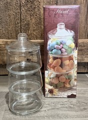 Indiana Glass Staxet 3 Stacking Apothecary Jars Lid Glass Storage Container 10”