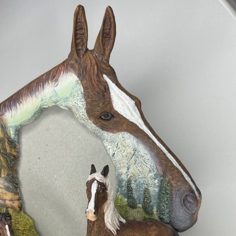Resin Horse Theme Photo Frame Freestanding Rear-Loading Fits 4.5 x 5.5 Brown gallery