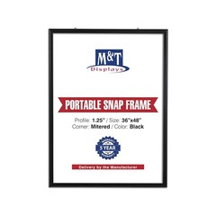 Portable Snap Poster Frame 1.25″ Aluminum Front Loading Wall Mount 36×48 Black