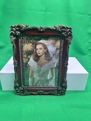 VTG Ornate Faux Wood Burgundy & Gold Gilt Picture Frame 5″ x 7″ Taiwan ROC