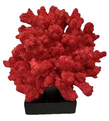 Red Realistic Faux Coral Mounted On Black Base Heavy NICE! Home Decor Nautical