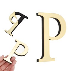 3D Alphabet Mirror Wall Stickers, 4″ Acrylic House Letter Number (Letter P)