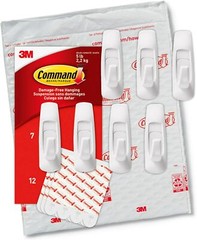 Command Large Utility Hooks, Holds up to 5 lb, 7 Hooks and 12 Large, White