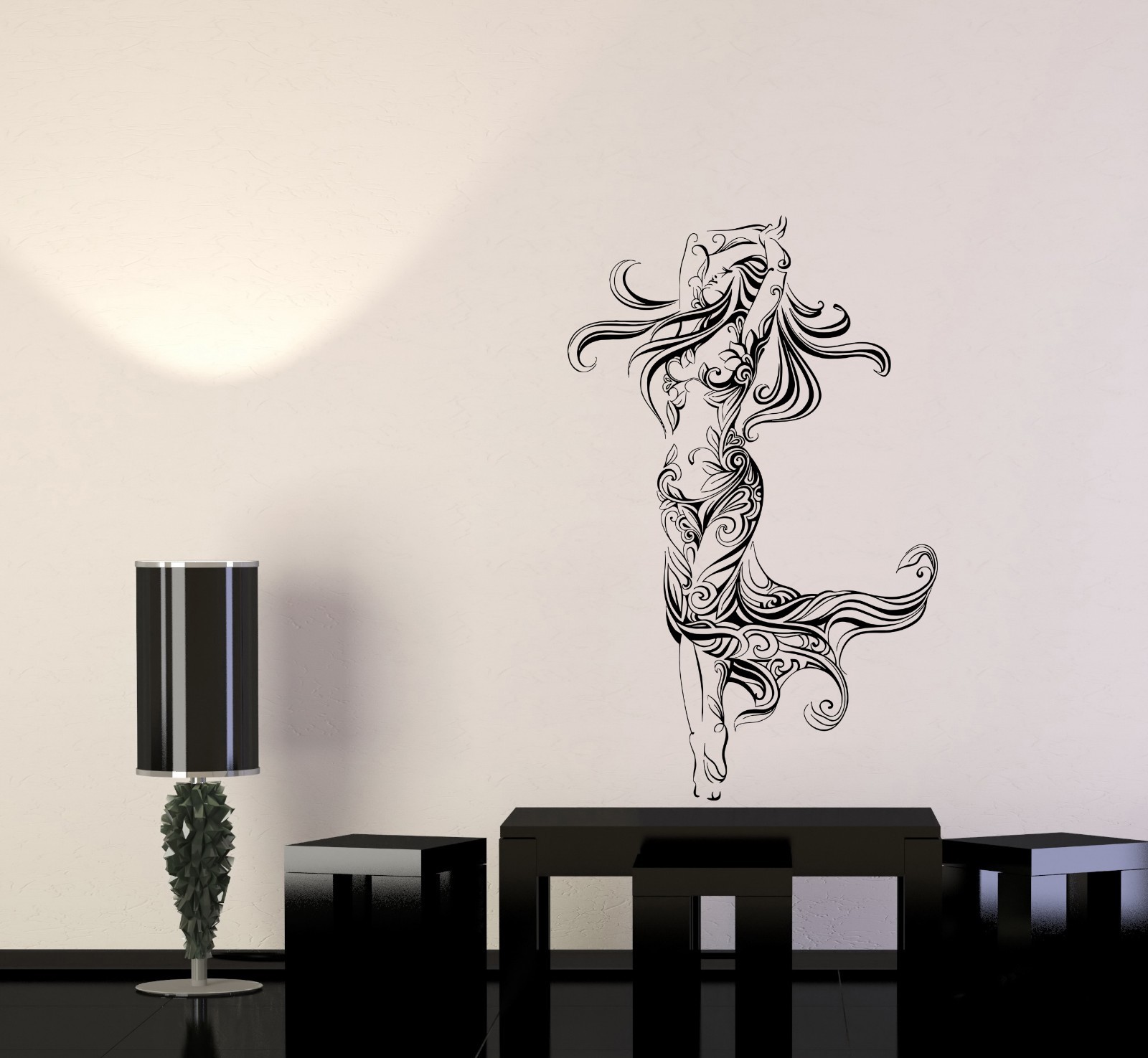 Wall Decal Beautiful Woman Sexy Girl Flower Pattern Dance Vinyl Sticker (ed806) gallery