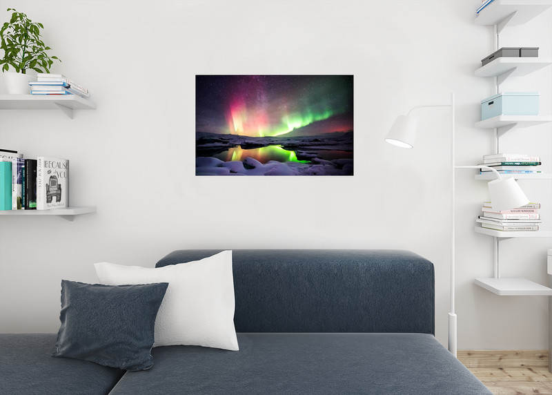 Mixed Aurora Over the Jokulsarlon lagoon Iceland Photo Poster 24x36 inch gallery