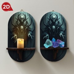 2pcs Halloween Christmas Decoration Dark Skull Wall-Mounted Shelf Storage Rack