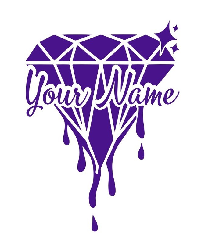 Custom Vinyl Name Diamond Drip Lettering Decal Sticker Personalized Wall Window gallery