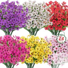 24 Bundles Artificial Flowers for Outdoors UV Resistant Silk Fake Flowers Faux