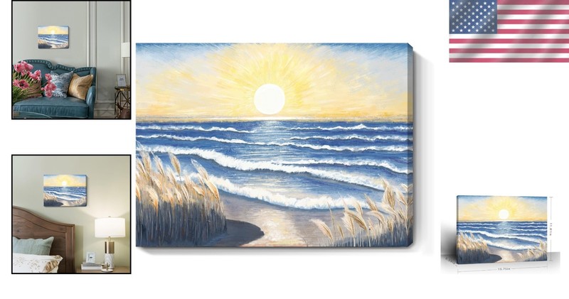 Stunning 12x16 Ocean Sunset Art Print - Waterproof Canvas for Any Room gallery