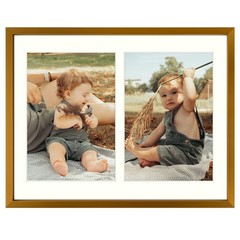 25×7 Collage Aluminum Picture Frame Display Two 5×7 Photos with Ivory Mat or One