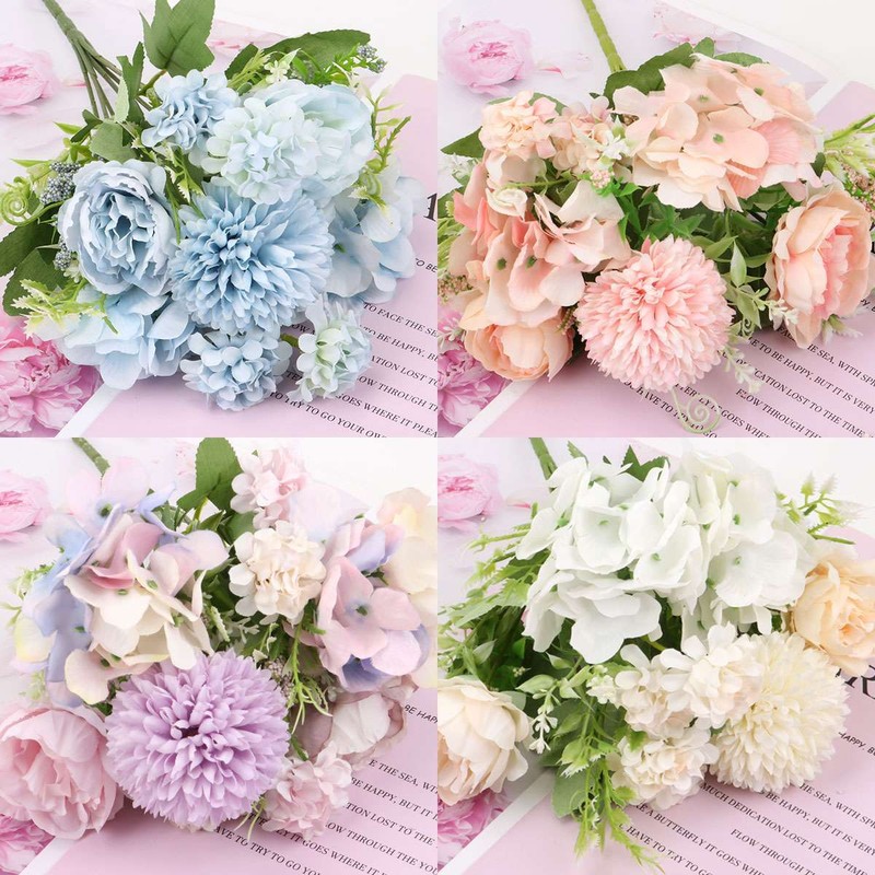 Artificial Silk Hydrangea Fake Flowers Bouquet Bunch Wedding Home Decor 7 Heads gallery