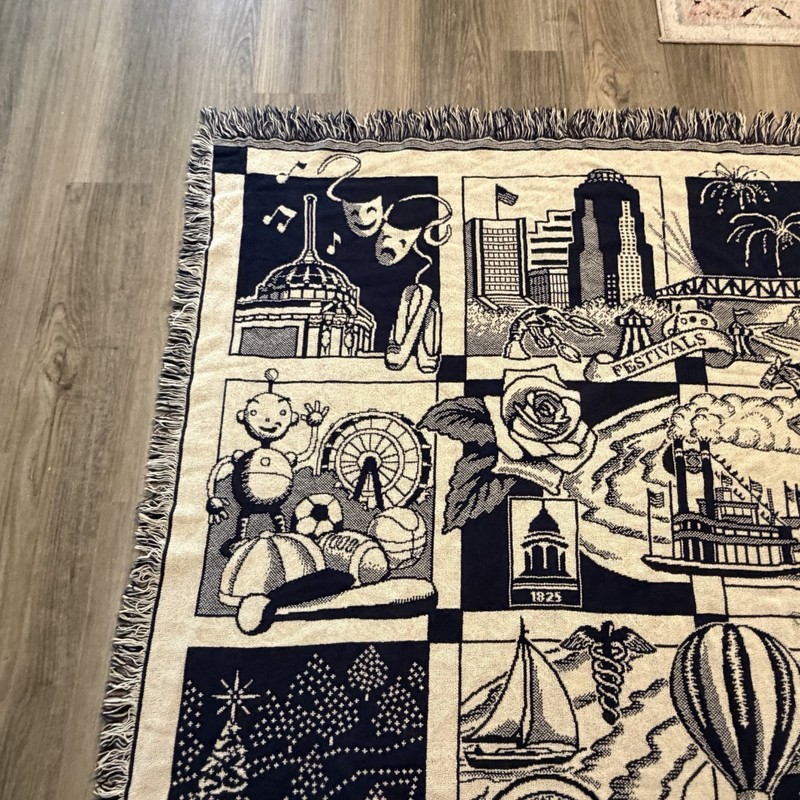 Shreveport - Bossier Louisiana VTG Fringed Tapestry Wall Blanket 48 X 62 gallery