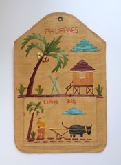 VTG Philippines Wall Art Hanging Mail Holder Woven Raffia MCM Primitive Coastal