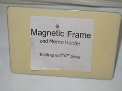 NEW. Magnetic Frame & Memo Holder. Holds up to 5″ x 7″ Picture. Metal stand