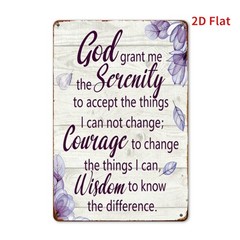 2D Flat Metal Sign, God Grant Me Serenity Pattern, 7.87×11.8 Inches