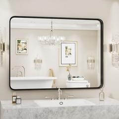 Black Metal Framed Vanity Mirror for Bathroom in 3 Sizes – Anti-Rust Finish