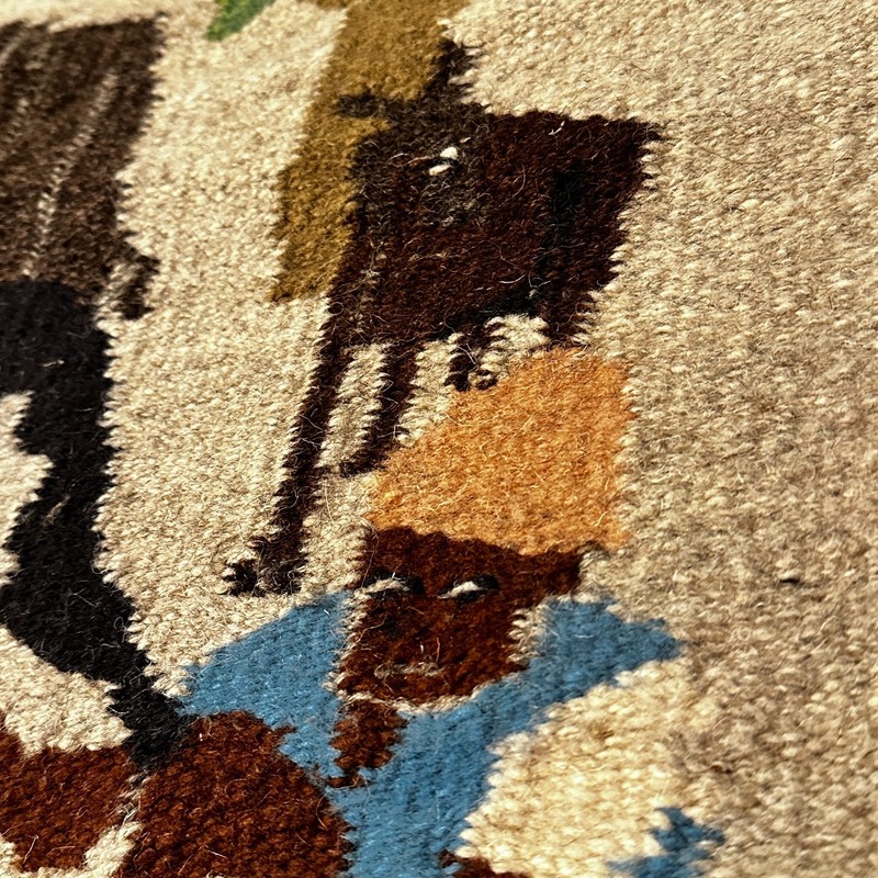 Milking Cow Farm Scene VTG Handwoven Wool Tapestry Wall Hanging 36x24" gallery