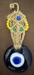 Evil Eye Hamsa Blue Wall Ornament With Woven Hanger MADE IN ISRAEL
