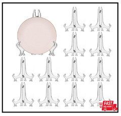 12Pack 7 Inch Clear Plastic Easels Plate Stand Holders Picture Display for Table
