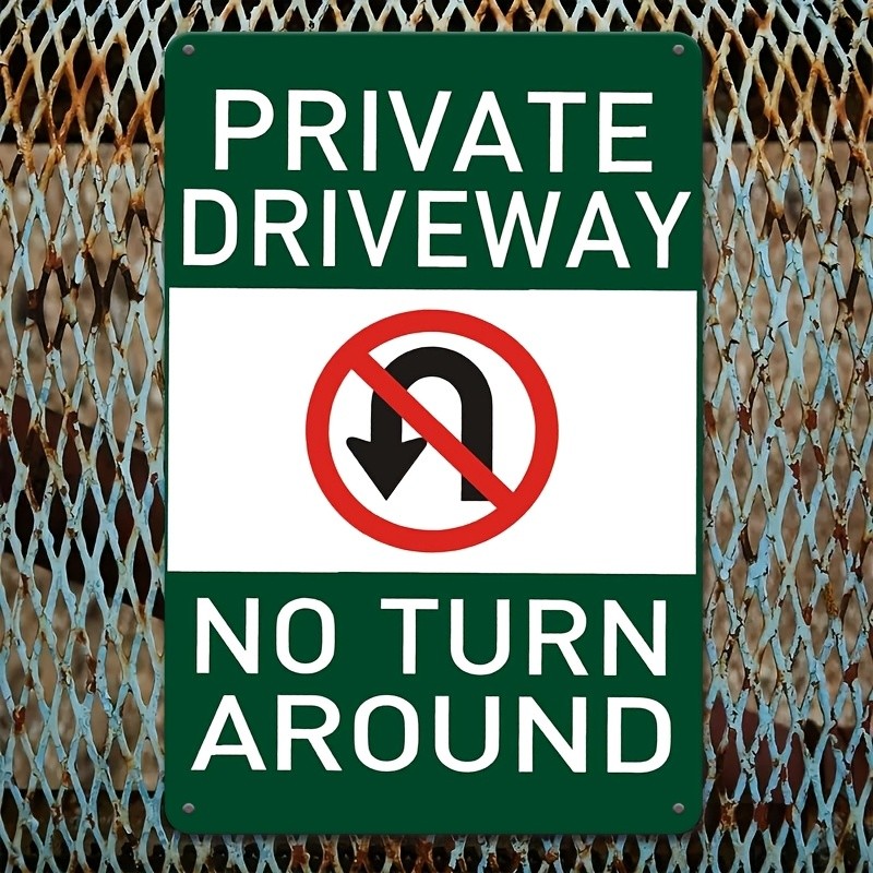 Private Driveway No Turn Around Metal Sign Red White Warning 8x12" Wall Decor gallery