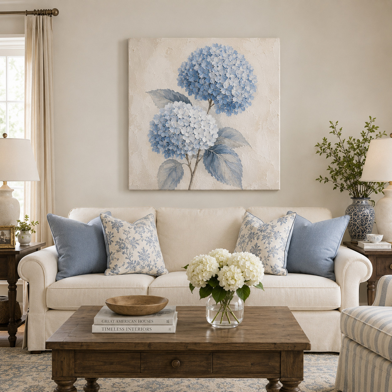 Exquisite Blue Hydrangea Oil Painting – Hand-Painted Textured Art Blue Hydrangea gallery