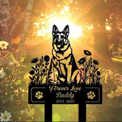 Custom German Shepherd Memorial Metal Sign, Personalized Pet Grave Marker
