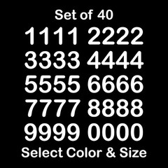 0-9 Set of 40 Numbers Vinyl Sticker Decals Select Color & Size 1/2″ thru 4″