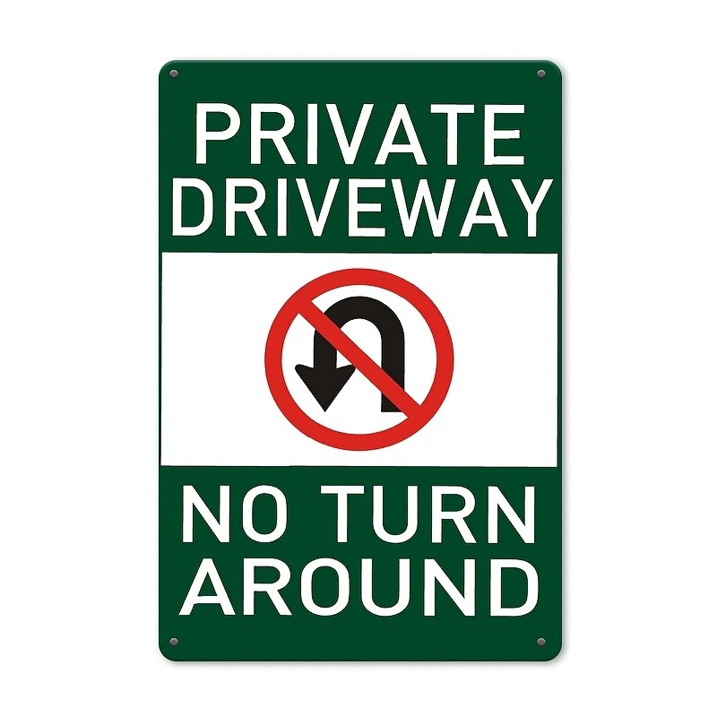 Private Driveway No Turn Around Metal Sign Red White Warning 8x12" Wall Decor gallery