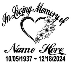 In Loving Memory Decal Heart Flower Butterfly Floral Car Window Vinyl Sticker 01