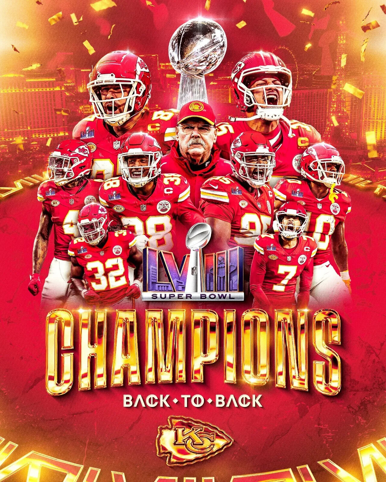 Kansas City Chiefs Super Bowl LVIII Champions 2024 POSTER Certified Authentic!! gallery