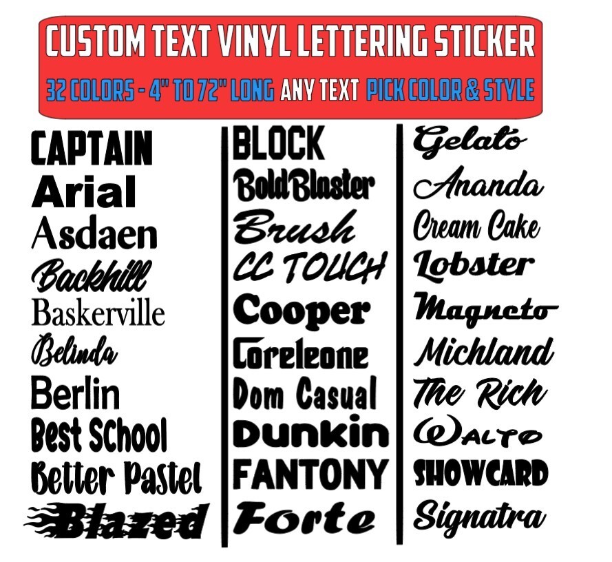 Custom Text Vinyl Lettering Sticker Decal Personalized -ANY TEXT - ANY NAME - [2 gallery