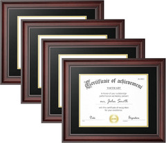 Mahogany Diploma Frame 11×14 with Tempered Glass – 4 Pack
