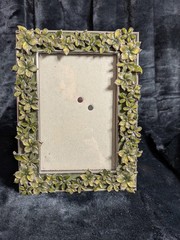 4″x7″ Photo Frame Pottery Barn “Mariposa” Frame Olive green Flowers