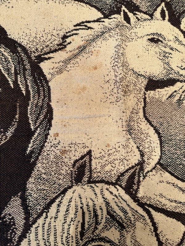 Vintage Woven Black Brown & Cream Tone Horse Tapestry Throw Blanket gallery