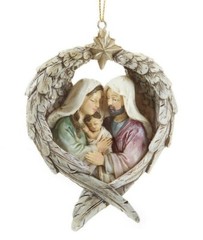New NATIVITY WING Christmas ORNAMENT 3.5″ x 4.6″ Country Resin Holiday