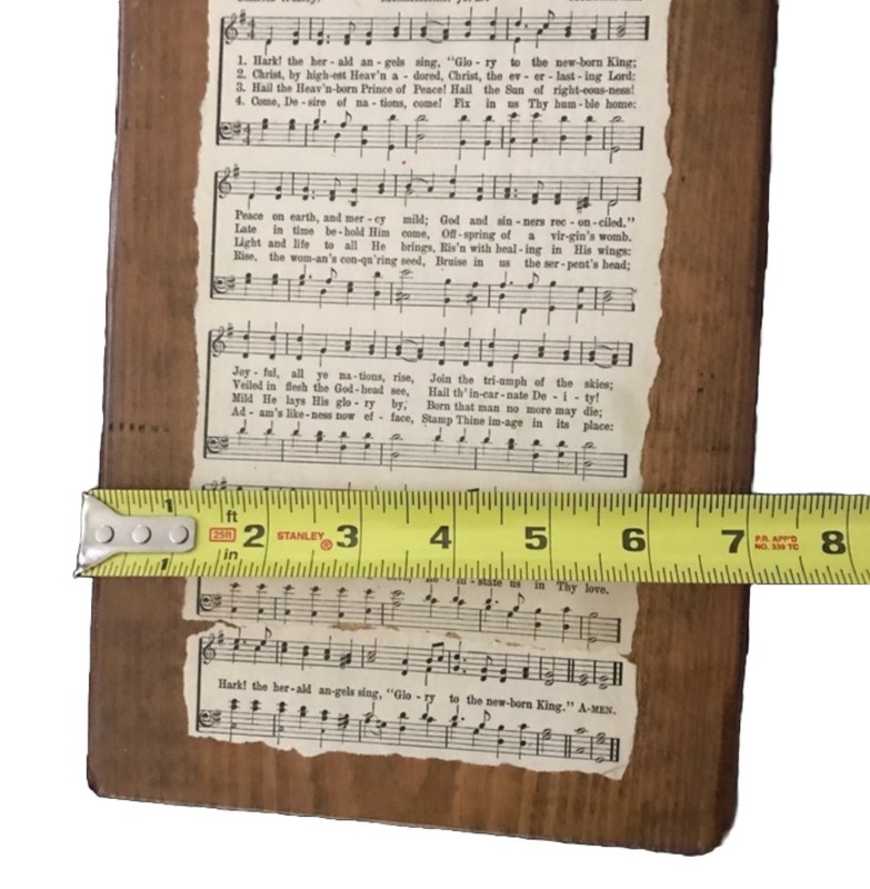 Artisan Crafted Wooden Plaque Vintage Hymn Of Hark the Herald Angels Sing OOAK gallery