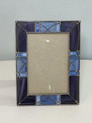 Blue Purple Leaded Stained Glass Picture Frame 4×6 Rear Loading Beautiful