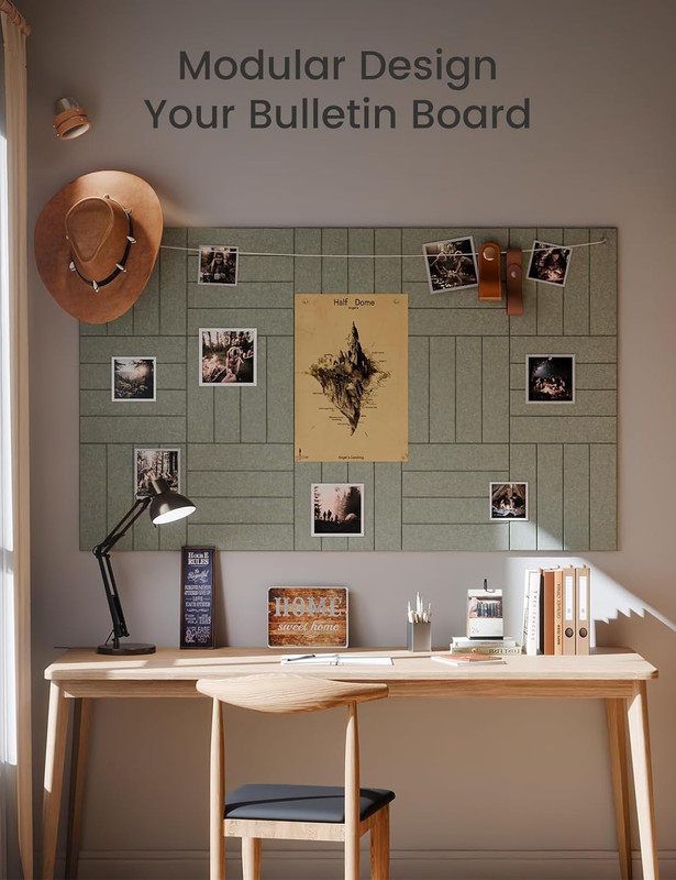 Felt Bulletin Board Tiles Large 48" X 36" Cork Board Alternative-12 Pack with 70 gallery