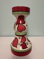 Gail Pittman Hand-Painted Heart Ceramic Vase | Made in USA | Red Green