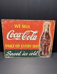 Tin Sign “We Sell Coca Cola” Classic Retro Reproduced From Authentic Ad