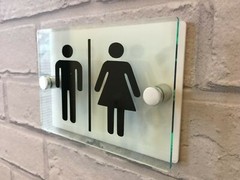 GLOSS WHITE MODERN UNISEX TOILET SIGN MALE AND FEMALE TOILET DOOR PLAQUE