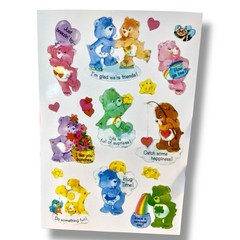 Vintage Care Bears Stickers Water Resistant Glossy Sticker Reproduction Sheet