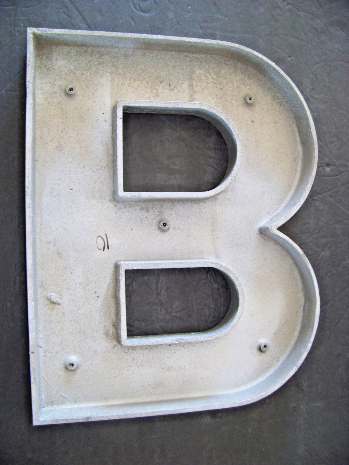 Vintage Large Cast Aluminum Sign Letter B 14 3/4" tall X 11 1/2 wide 4 lb. 7 oz. gallery