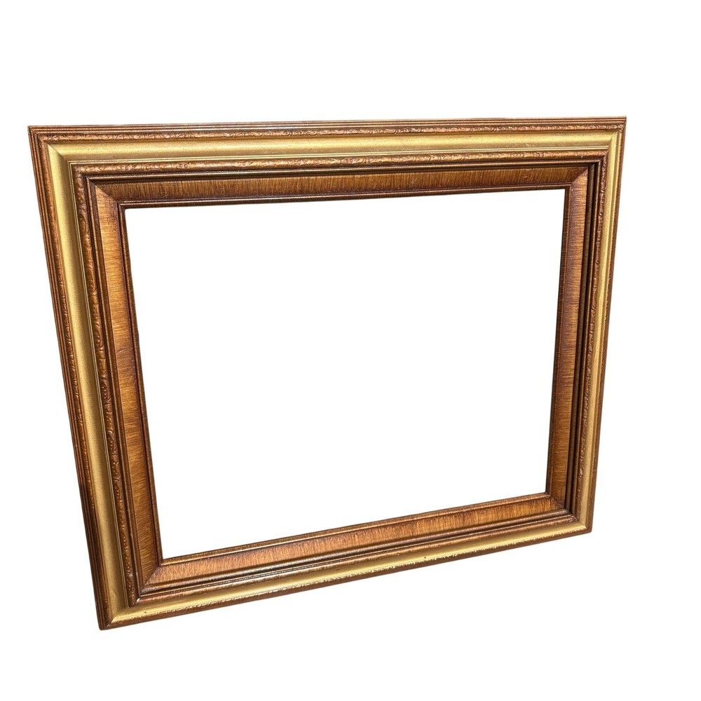Vintage Large Gold Bronze Tone Wood Picture Art Frame Deep Spoon Fits 16x20