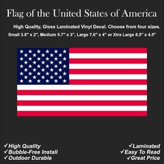 Flag of the United States of America Gloss Laminated Decal Sticker Choose Size
